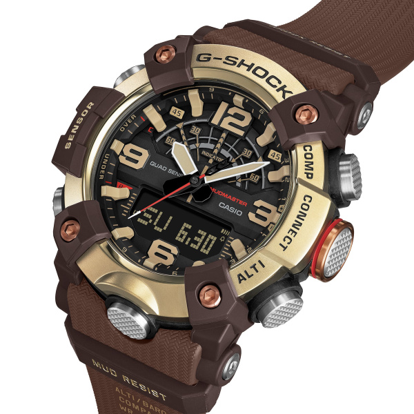 Montre Casio G-Shock Mudmaster GG-B100XMH 51,3 mm Quartz Bluetooth Lunette Dorée Bracelet Résine Brun