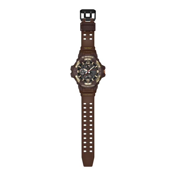 Montre Casio G-Shock Gravitymaster GR-B300H 54,7 mm Solaire Bluetooth Lunette Dorée Bracelet Résine Brun