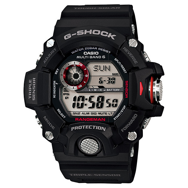 Montre Casio G-Shock Rangeman GW-9400 53,5 mm Solaire Radio-pilotée Triple Capteur Noir