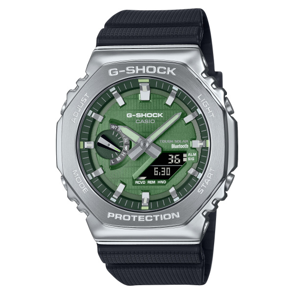 Montre Casio G-Shock G-Steel GBM-2100A 44,4 mm Tough Solar Bluetooth Cadran Vert Bracelet Résine