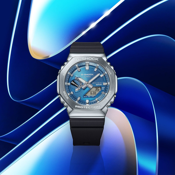 Montre Casio G-Shock G-Steel GBM-2100A 44,4 mm Tough Solar Bluetooth Cadran Bleu Index Argentés