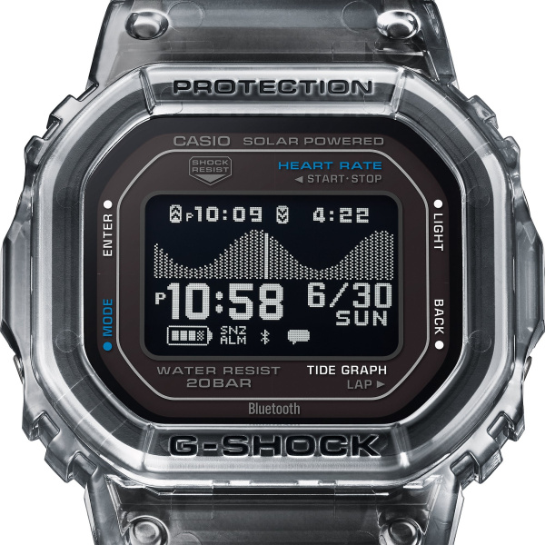 Montre Casio G-Shock G-Lide GBX-H5600 44,5 mm Cardiofréquencemètre Graphique des Marées Solaire Noir