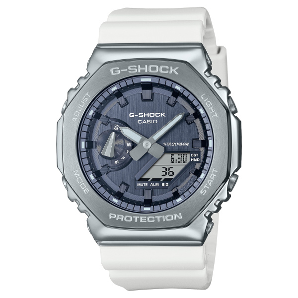 Montre Casio G-Shock GM-2100WS 44,4 mm Quartz Analogique-Numérique Cadran Gris Métallisé Bracelet Blanc