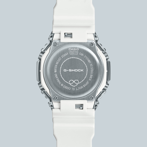 Montre Casio G-Shock GM-2100WS 44,4 mm Quartz Analogique-Numérique Cadran Gris Métallisé Bracelet Blanc