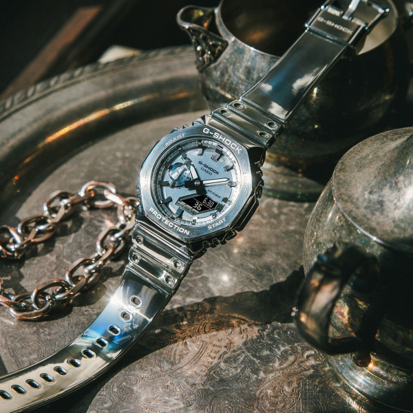 Montre Casio G-Shock GM-2100YM 44,4 mm Quartz Analogique-Numérique Argent Bracelet Silicone Argenté