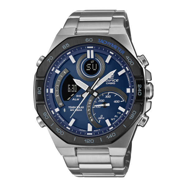 Montre Casio Edifice ECB-950 48 mm Solaire Bluetooth Lunette Octogonale Cadran Bleu