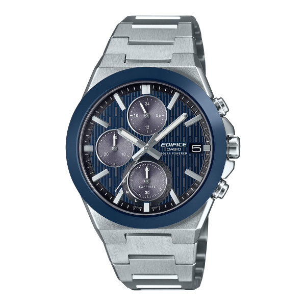 Montre Casio Edifice EFS-S650 Chronographe Solaire 40,9 mm Lunette Céramique Cadran Bleu