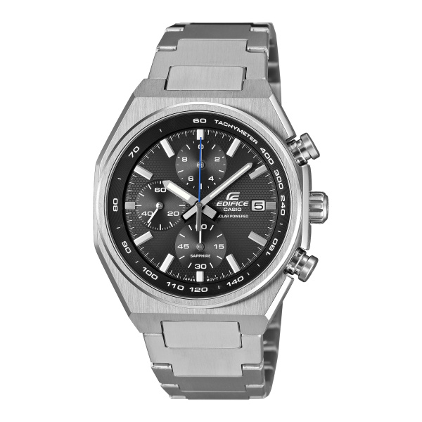 Montre Casio Edifice EFS-S660 Chronographe Solaire 38,3 mm Cadran Noir Tachymètre Bracelet Acier