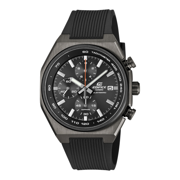 Montre Casio Edifice EFS-S660 Chronographe Solaire 38,3 mm Placage Ionique Gris Bracelet Résine Noir