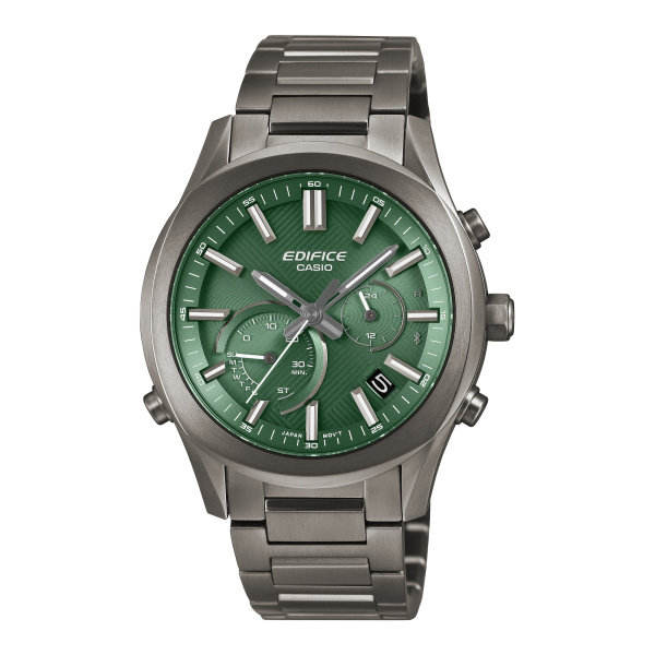 Montre Casio Edifice EQB-1300 Chronographe Solaire Bluetooth 39,5 mm Acier Gris Cadran Vert