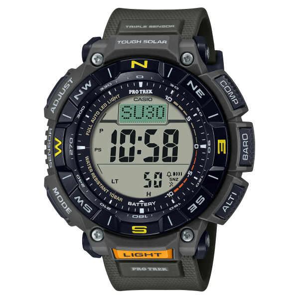 Montre Casio Pro Trek PRG-340 Solaire Triple Capteur Résine Bio Bracelet Kaki