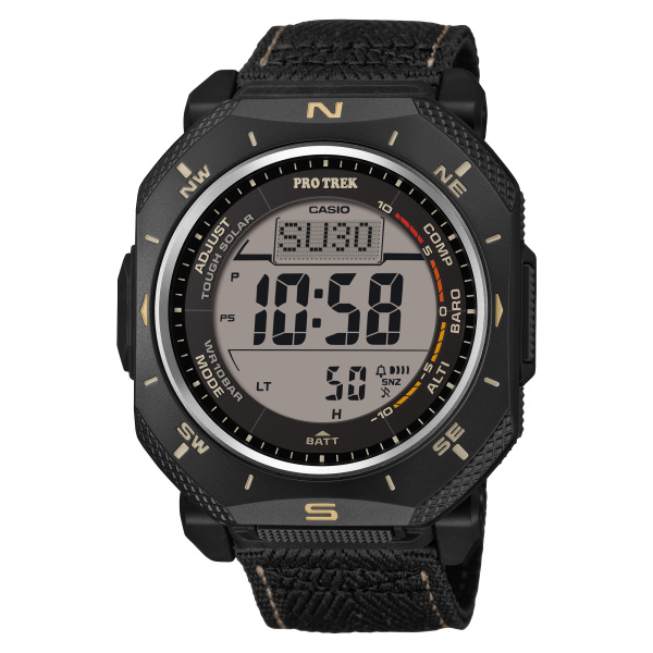 Montre Casio Pro Trek PRG-69 Solaire Triple Capteur Bracelet Textile Recyclé Noir
