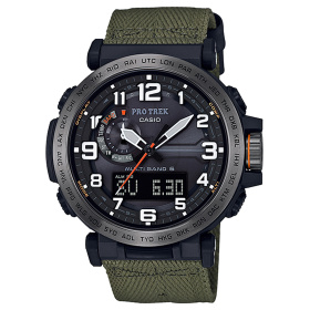 Montre Casio Pro Trek PRW-6600 Solaire Radio-Pilotée Analogique-Numérique Bracelet Textile Kaki
