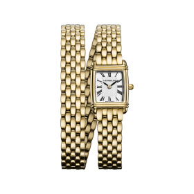 Montre Herbelin Art Déco 19,4 mm Quartz PVD Or Jaune Bracelet Double Tour Grain de Riz