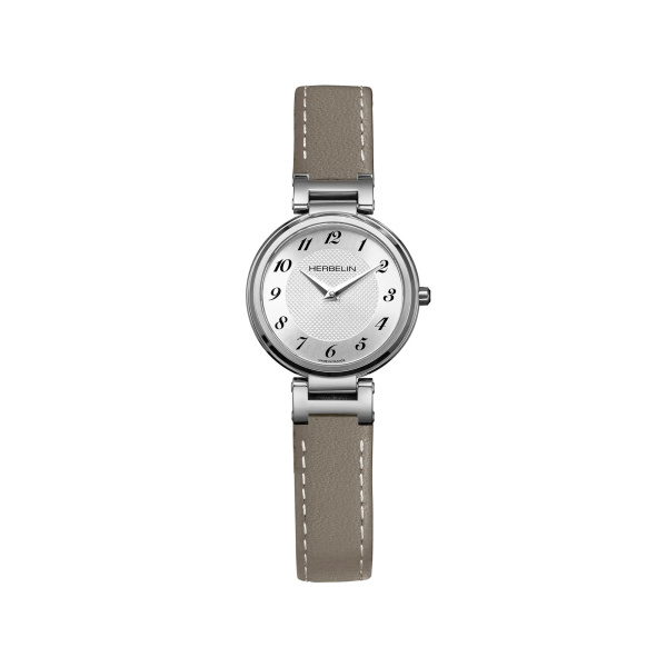 Montre Herbelin Lady H 26 mm Quartz Acier Cadran Guilloché Cuir Taupe