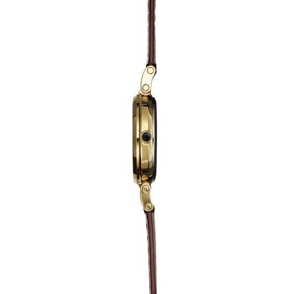 Montre Herbelin Lady H 26 mm Quartz PVD Or Jaune Cadran Guilloché Cuir Bordeaux