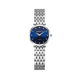Montre Herbelin Epsilon 28 mm Quartz Cadran Bleu Soleillé Diamants Bracelet Acier