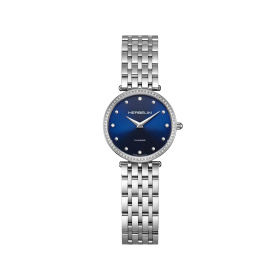 Montre Herbelin Epsilon 28 mm Quartz Cadran Bleu Lunette Sertie 68 Diamants Acier