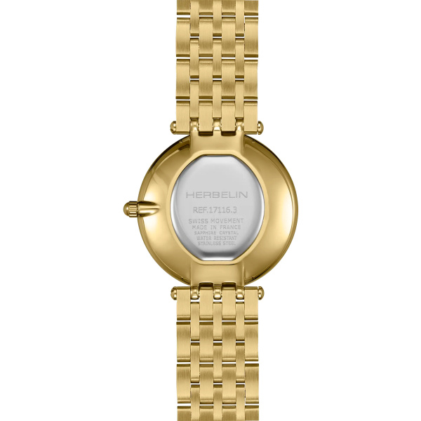 Montre Herbelin Epsilon 28 mm Quartz Cadran Nacre PVD Or Jaune Bracelet Acier