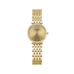 Montre Herbelin Epsilon 28 mm Quartz Cadran Champagne Lunette 68 Diamants PVD Or Jaune
