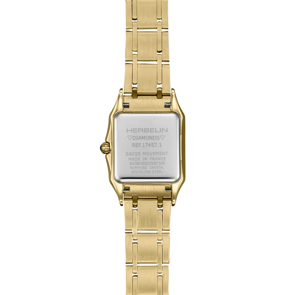 Montre Herbelin Luna 24 mm Quartz Lunette Sertie 62 Diamants PVD Or Jaune