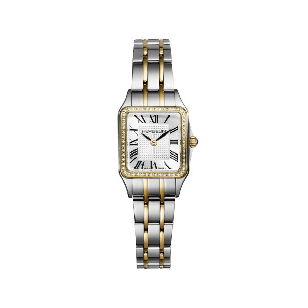 Montre Herbelin Luna Mini 20 mm Quartz Lunette Sertie 54 Diamants Bicolore