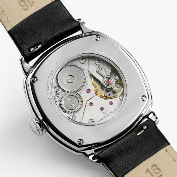 Montre Hamilton American Classic Cushion Mechanical 34 mm Cadran Noir Bracelet Cuir Noir