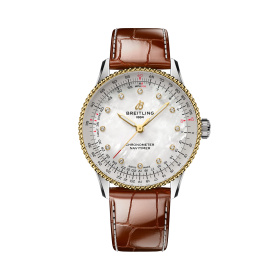 Montre Breitling Navitimer Automatic 36 Acier et Or Jaune Cadran Nacre Bracelet Alligator