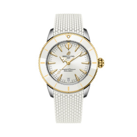 Montre Breitling Superocean Heritage Automatic 36 Acier et Or Jaune Cadran Blanc Bracelet Caoutchouc