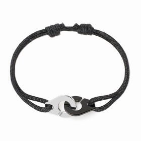 Bracelet sur Cordon Dinh Van Menottes Moyen Modèle Acier et Titane Noir