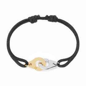 Bracelet sur Cordon Dinh Van Menottes Moyen Modèle Or Jaune et Acier