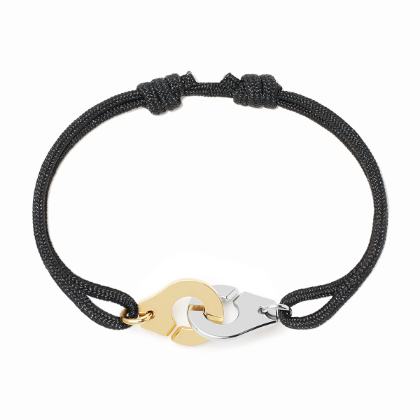 Bracelet sur Cordon Dinh Van Menottes Moyen Modèle Or Jaune et Acier