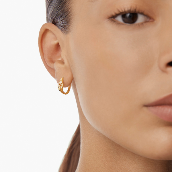 Créoles Dinh Van Menottes Sculptées Demi-Pavées Or Jaune Diamants