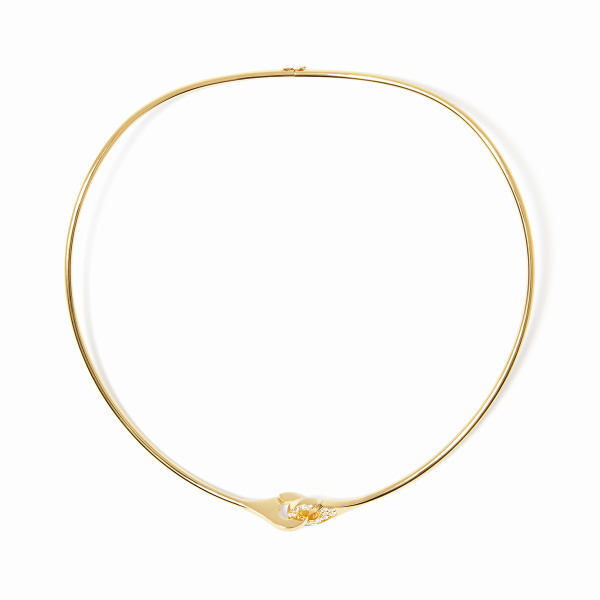 Collier Torque Dinh Van Menottes Sculptées Demi-Pavé Or Jaune Diamants