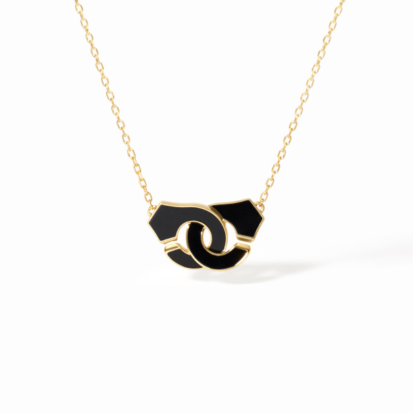 Collier Dinh Van Menottes Petit Modèle Or Jaune Onyx