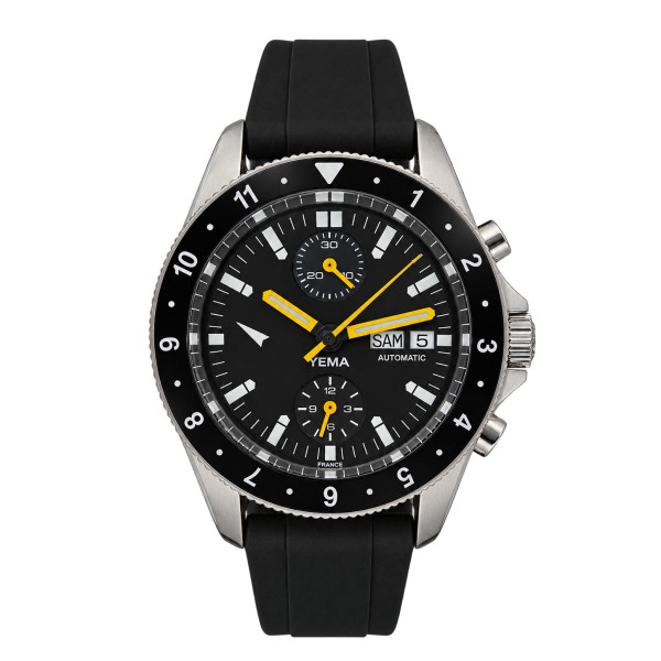 Montre Occasion Yema Navygraf Chrono 40mm Cadran Noir Bracelet Caoutchouc