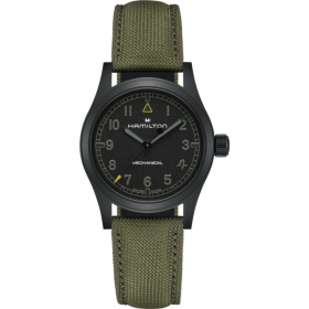 Montre Hamilton Khaki Field Mechanical Call of Duty Modern Warfare 4 38 mm PVD Noir Bracelet Textile Vert