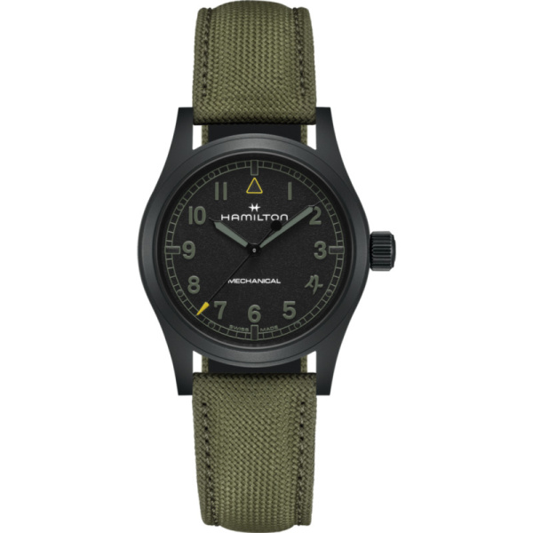 Montre Hamilton Khaki Field Mechanical Call of Duty Modern Warfare 4 38 mm PVD Noir Bracelet Textile Vert