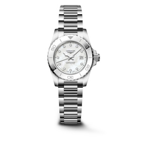 Montre Longines HydroConquest 30 mm Quartz Cadran Nacre Blanche Diamants