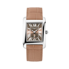 Montre Frederique Constant Classics Carrée Small Seconds 36 mm Quartz Cadran Noisette Bracelet Cuir Marron