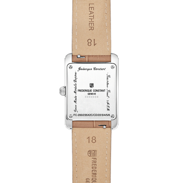 Montre Frederique Constant Classics Carrée Small Seconds 36 mm Quartz Cadran Noisette Bracelet Cuir Marron