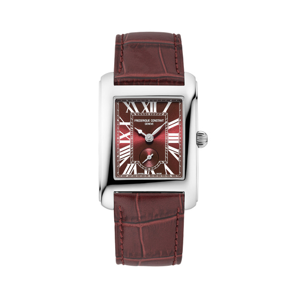Montre Frederique Constant Classics Carrée Small Seconds 36 mm Quartz Cadran Bordeaux Bracelet Cuir Bordeaux