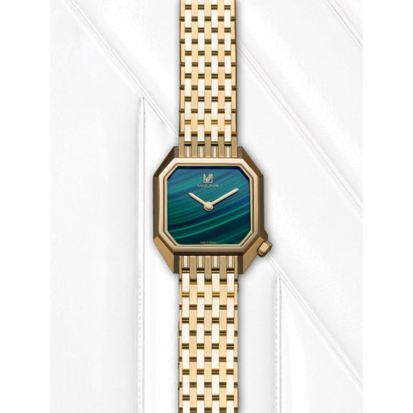 Montre MARCH LA.B Lady Mansart Malachite Bracelet Acier Doré