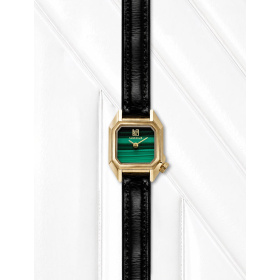 Montre MARCH LA.B Mini Mansart Malachite Bracelet Chevreau Noir