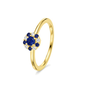 Bague One More Salina Saphir Bleu et Diamants Or Jaune