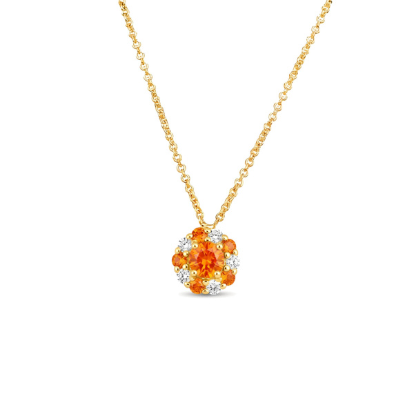 Collier One More Salina Saphir Orange et Diamants Or Jaune