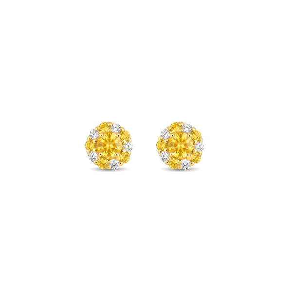 Boucles d'Oreilles One More Salina Saphir Jaune et Diamants Or Jaune