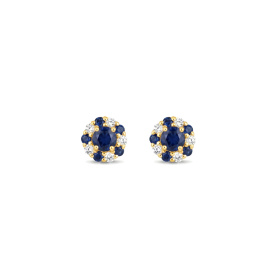 Boucles d'Oreilles One More Salina Saphir Bleu et Diamants Or Jaune