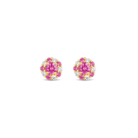 Boucles d'Oreilles One More Salina Saphir Rose et Diamants Or Jaune