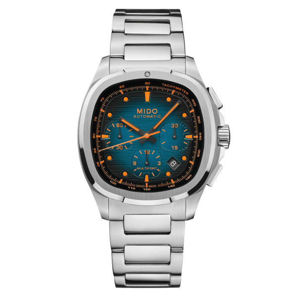 Montre Mido Multifort TV Chronographe Édition Spéciale Automatique Bracelet Acier Cadran Bleu